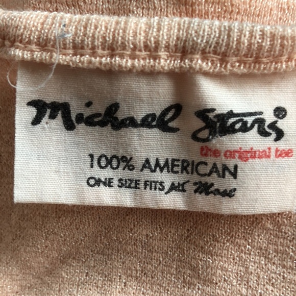 Michael Stars Light Peach Silver Shine Empire Waist V-Neck Crossover Tank Top - Picture 6 of 7